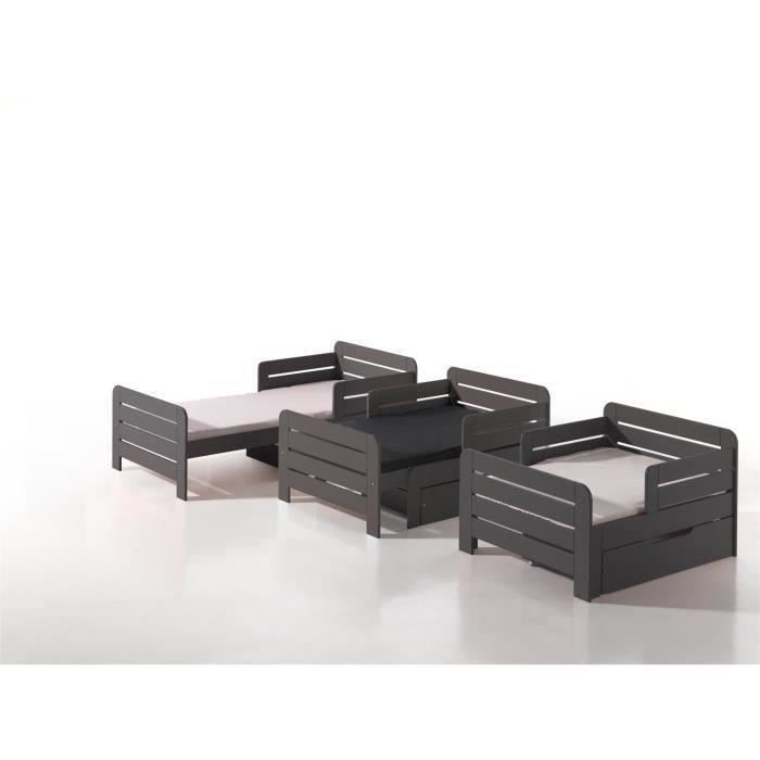 JUMPER Lit enfant évolutif+ tiroir + matelas 140cm