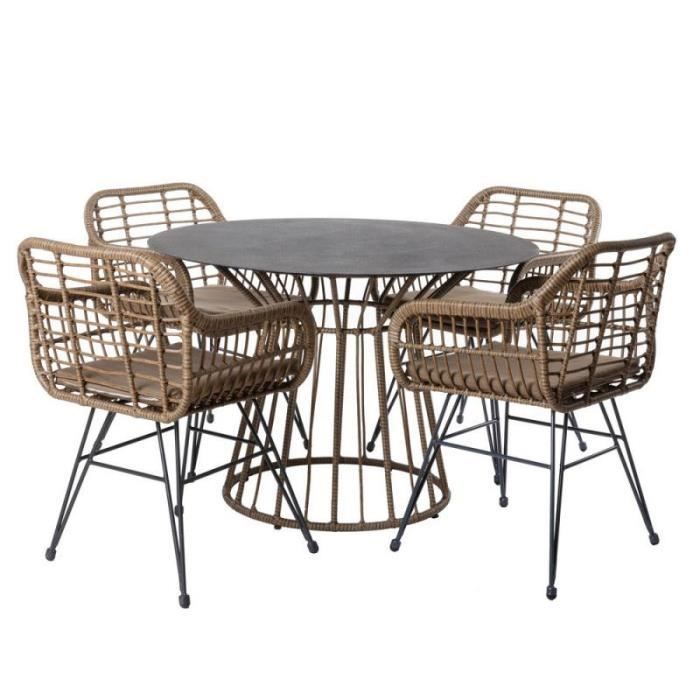 Table Makian H Rondeamp; X Rotinacier 72 En Ensemble L 110 Chaises WEH9ID2