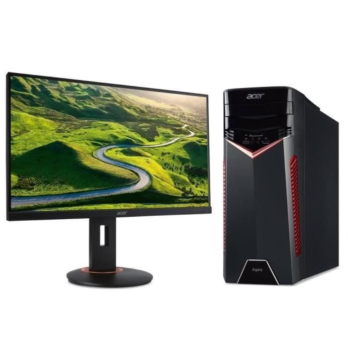 ACER PC de Bureau Aspire GX-781 - 16Go de RAM - Core i7-7700 - GTX 1080 8Go - Disque Dur 128Go SSD + 1To HDD + Ecran 27\