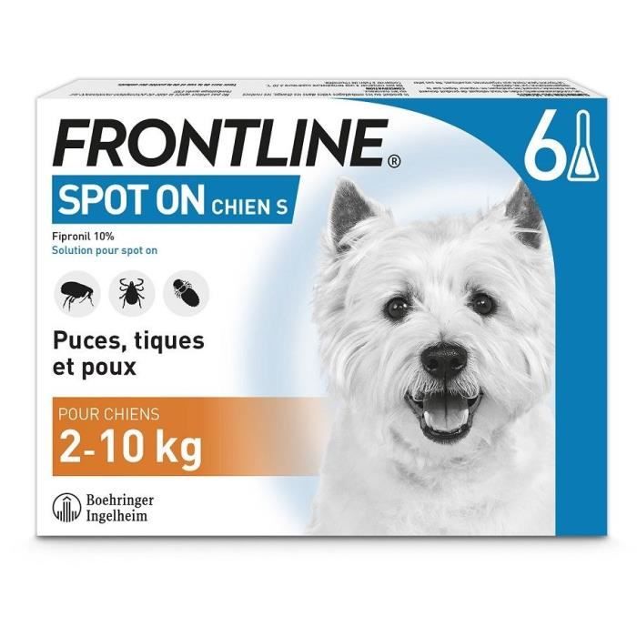 Pipettes Antiparasitaire pour Chien de 2 a 10Kg - Frontline - 6x0,67ml