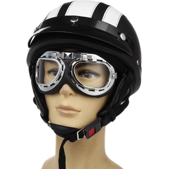 Neufu Casque De Moto Et Velo Scooter Bol Lunettes Retro Style De