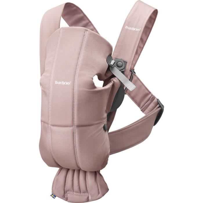 BABYBJORN Porte-bébé Mini, Vieux rose, Coton