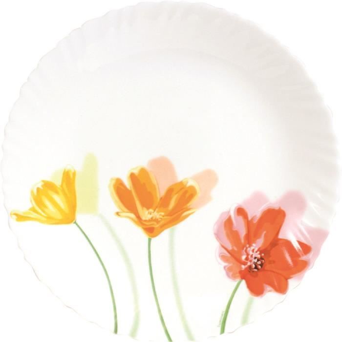 LUMINARC 8023195 Lot 6 Assiettes Creuses 21cm Flowerly - Multi Couleurs - Opal