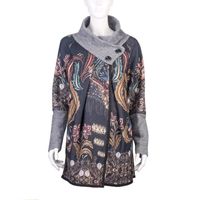 MANTEAU - CABAN Veste laine 75% laine grande taille Motif désigual MANTEAU - CABAN Veste laine 75% laine grande taille Motif désigual
