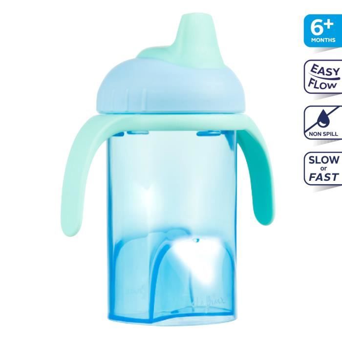 DIFRAX Gobelet à bec anti fuites Bec souple 250 ml Bleu