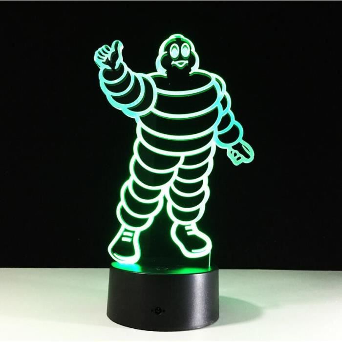 De Couleurs Mignon 7 Lampe Acrylique Michelin Nuit Lumière Changement Led 3d Table Touch Chevet Forme 4R53AjL