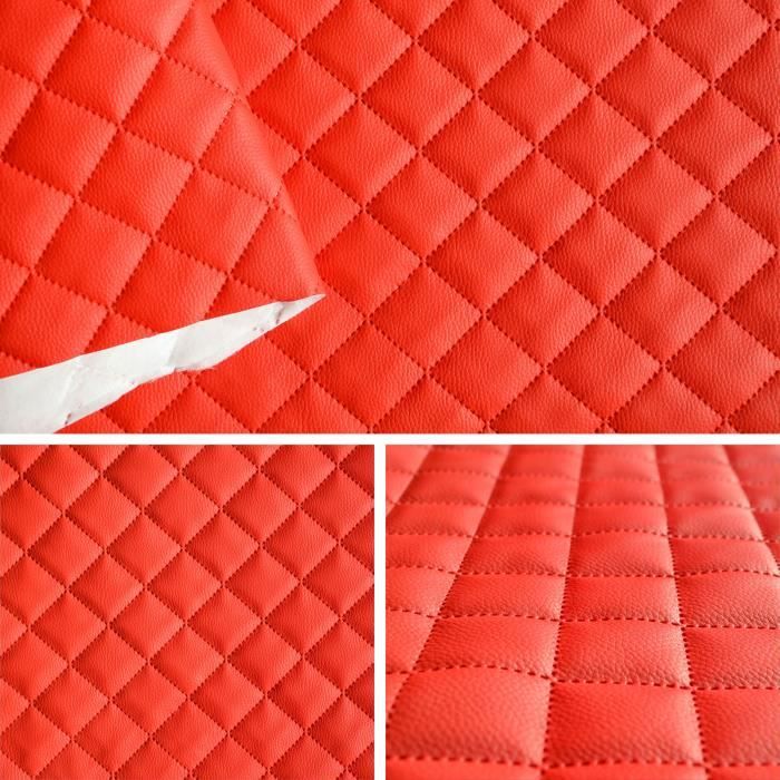 Tissu Faux Cuir Matelassé Losanges - Largeur 1,40 M, Vente Au Demi-mètre (50x140 Cm) - Marque Sarani, Fabrication Italie