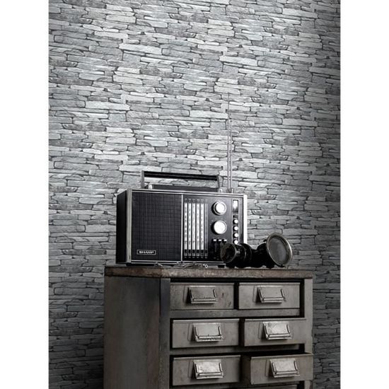 Argent Noir Effet Dardoise Papier Peint Windsor Wallcoverings