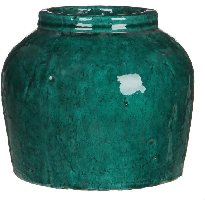 Cache Pot Rond intérieur déco Karl H22.5xD25.5 - Vert ...