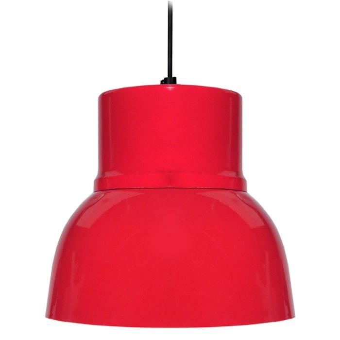 CLOCHE Lustre - suspension métal Ø24cm - Coloris rouge