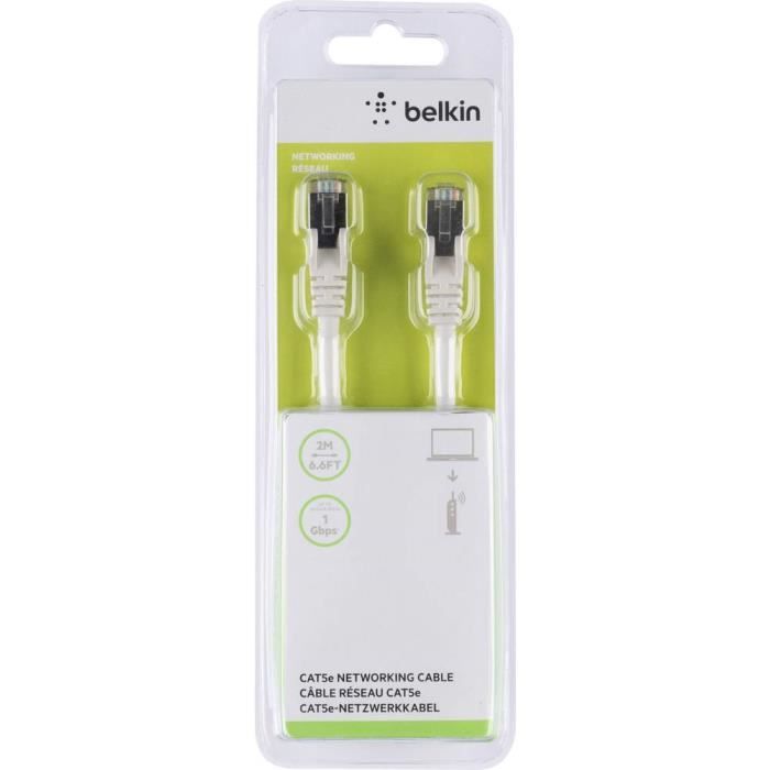 BELKIN Câble CAT5 STP RJ45 20M Connecteurs M Patch Snagless - Blanc