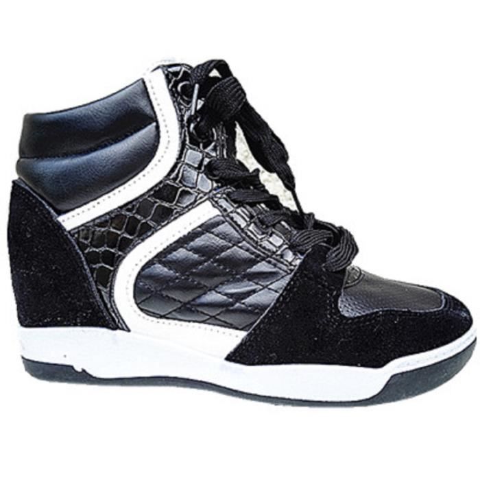 Femme Fashionfolie888 Cuir Chaussure Compensées Basket Montante GSVMpqUz