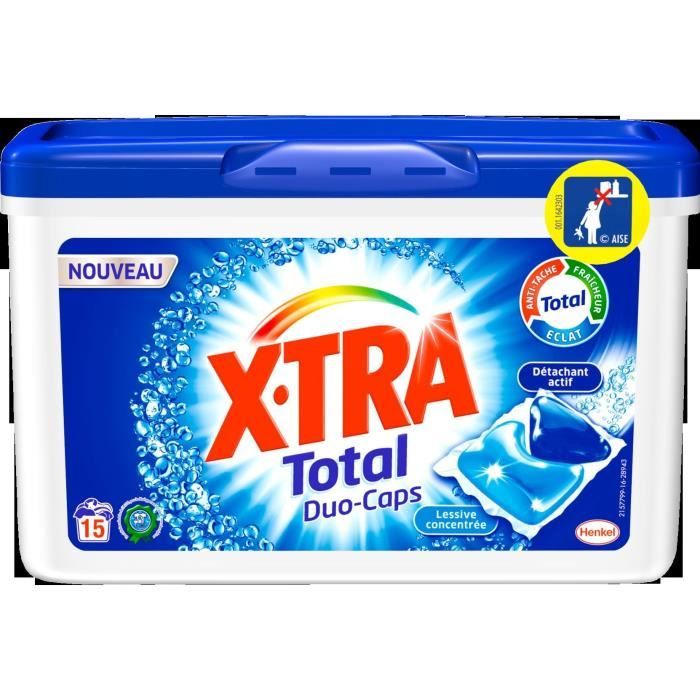 X-TRA Lot de 15 Poudres détergentes Total Duo Capsule