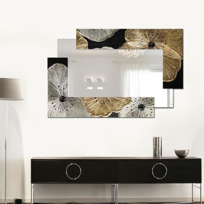 Miroir Décoratif Mural Petit Design Italien Fleurs Petunia Oro