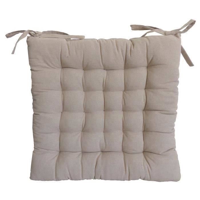 Galette de chaise 25 points 40x40x4cm Taupe Clair