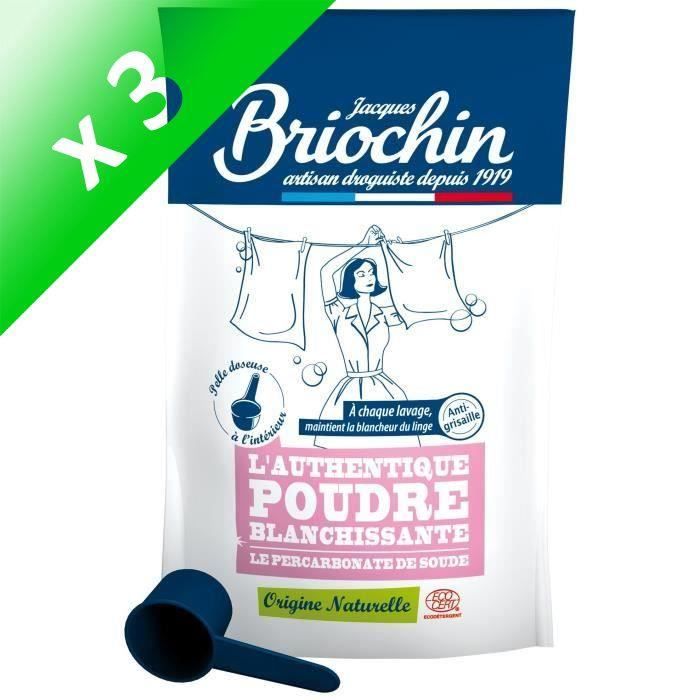 BRIOCHIN Poudre blanchissante au percarbonate de soude - 500 g (Lot de 3)