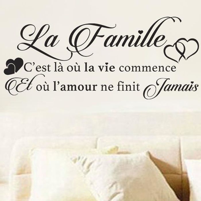 Sticker Mural Texte "La famille c'est là où la vie commence et où l