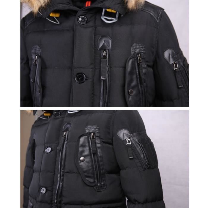 Masculin Amovible noir Vêtement gris Multi Capuchon marron À Noir Artificielle Fourrure Homme Col En poches vert Doudoune Hommes bleu q7R0wOn