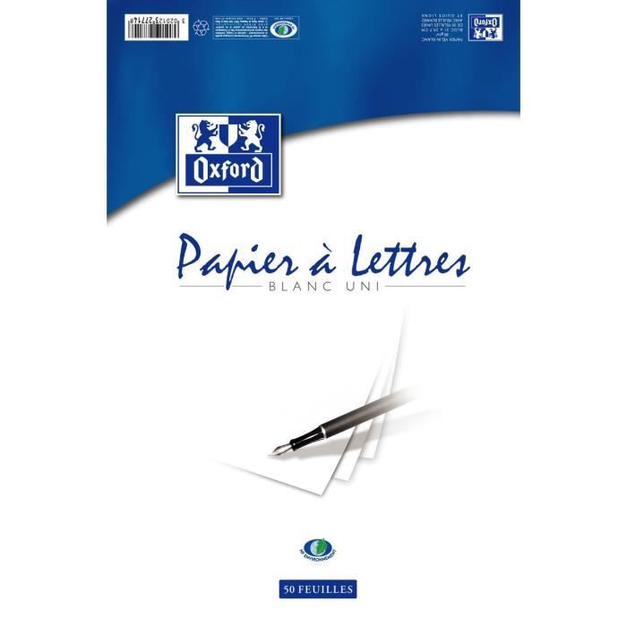 Bloc de correspondance format A4 - OXFORD - 50 feuilles