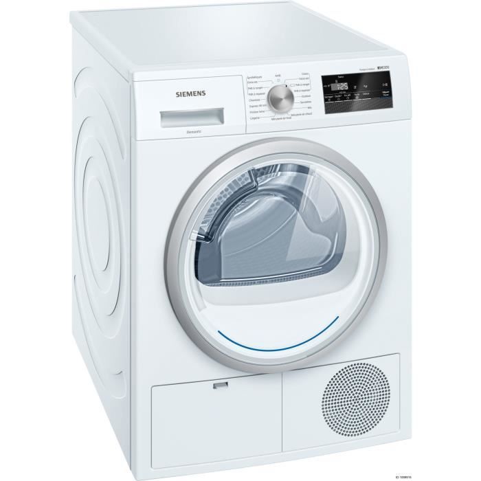 SIEMENS WT45H290FF - Sèche linge frontal - 8 kg - Condensation avec pompe à chaleur - Classe A++ - Blanc