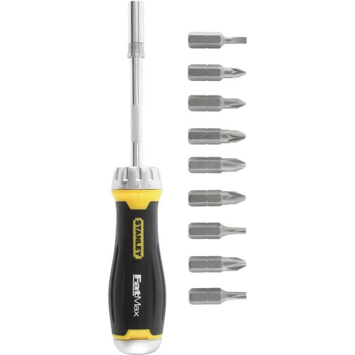 STANLEY- Tournevis porte embouts a cliquet + 10 embouts fatmax pro - 0-69-214