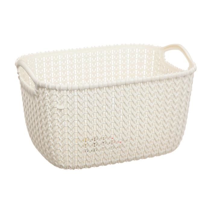 Panier à linge - Rectangulaire - Effet tricot - 8 L