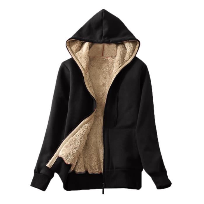 Lined Chaud Femmes Capuche Sweat Zip À Hiver Occasionnels Sherpa vp7qvHw