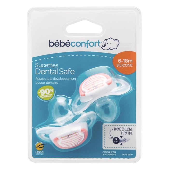 BEBE CONFORT Sucette Dental Safe 6-18 mois x2 - Silicone - Rouge Little Valleys