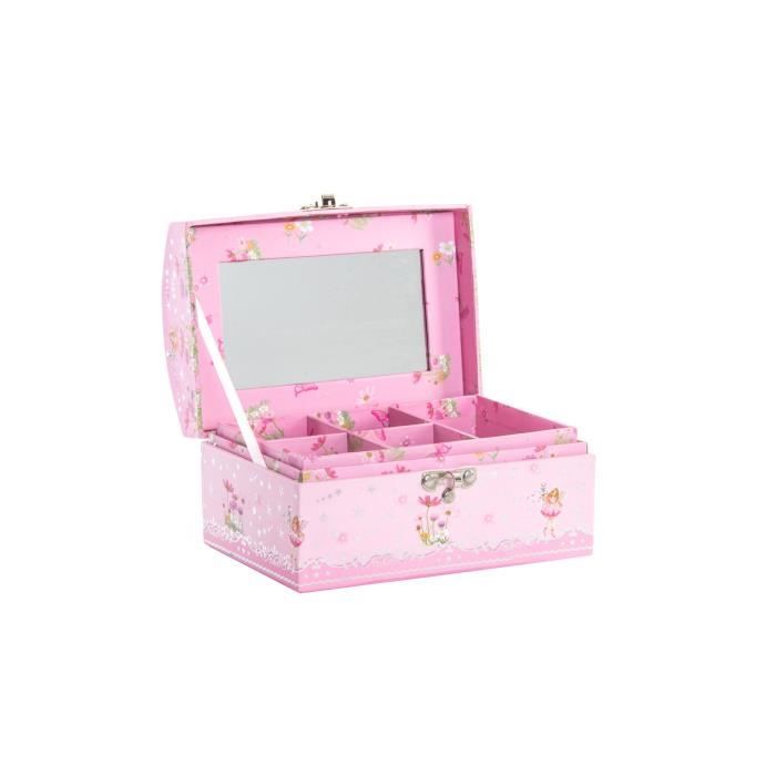 Boîte à bijoux enfant Fée en carton - 16x11,5x9,5 cm - Rose