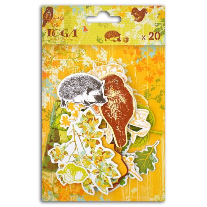 TOGA Lot de 20 Chipboards Feuilles et Châtaignes