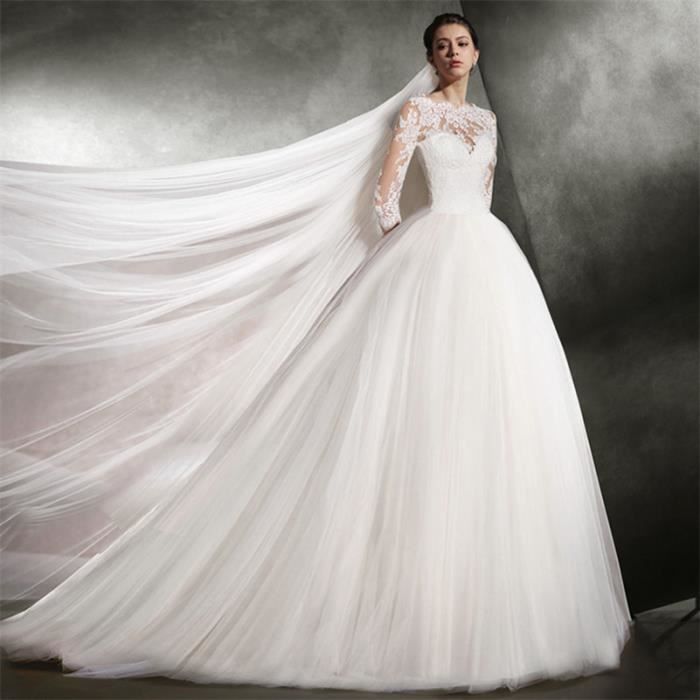 Robe de Mariée Mariage Princesse Femme Dentelle Tulle