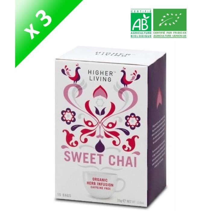 HIGHER LIVING Infusion Chaï Doux Bio - 33 g x3