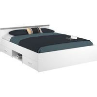 STRUCTURE DE LIT ZODIAC Lit adulte contemporain blanc mat - l 140 x STRUCTURE DE LIT ZODIAC Lit adulte contemporain blanc mat - l 140 x