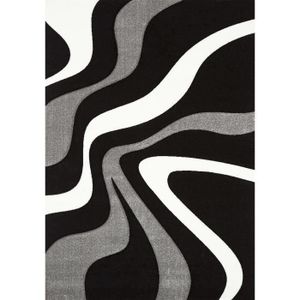 TAPIS DIAMOND Tapis de salon noir, gris et blanc