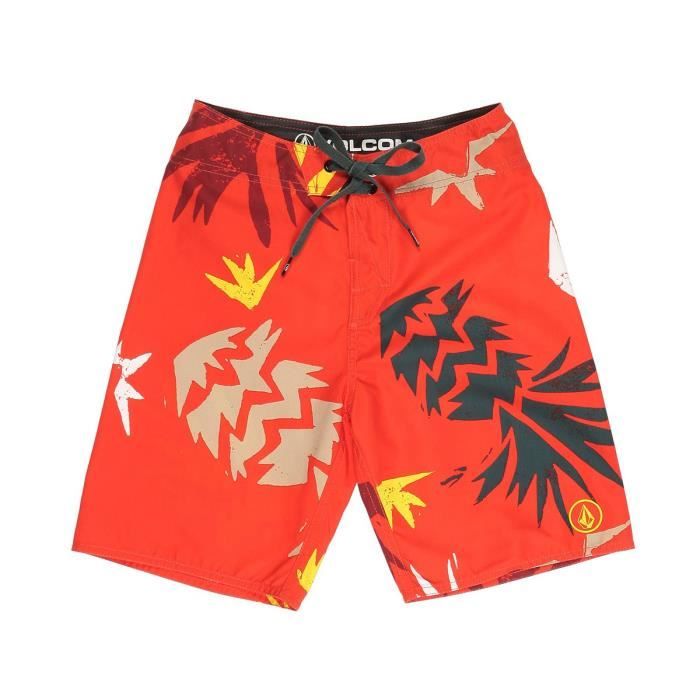 VOLCOM Short de Bain Lada Lane Why Rock - Enfant Garçon - Rouge