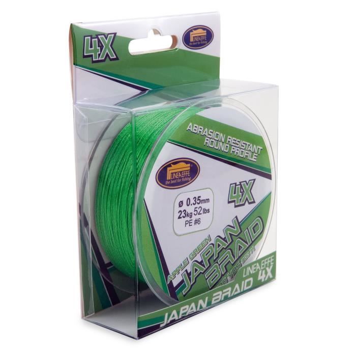 LINEAEFFE Tresse de pêche Japan Braid 4X - Vert pomme - Ø 0,50 mm