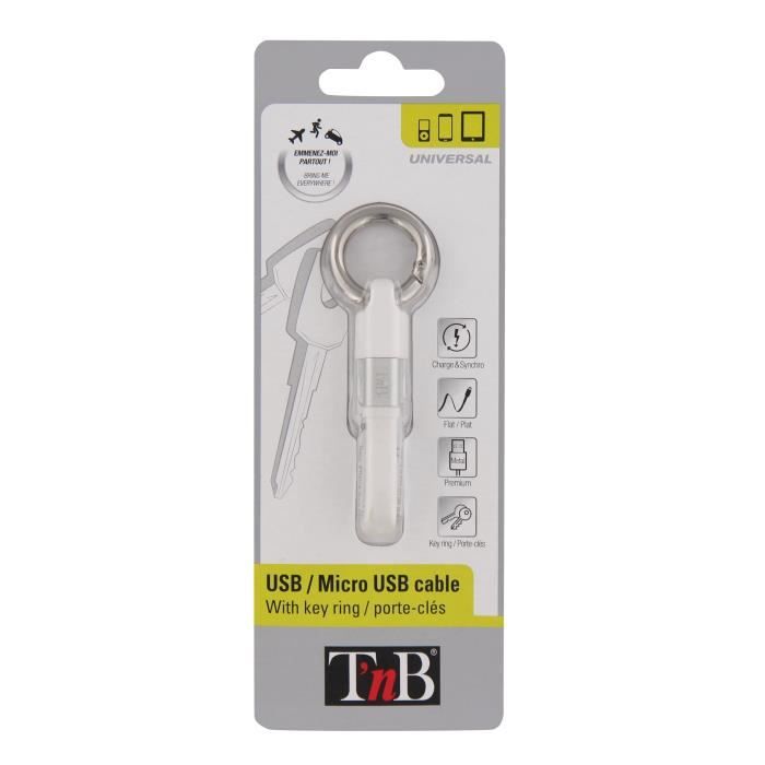 TNB Câble USB Micro USB porte-clés pour charge - Blanc
