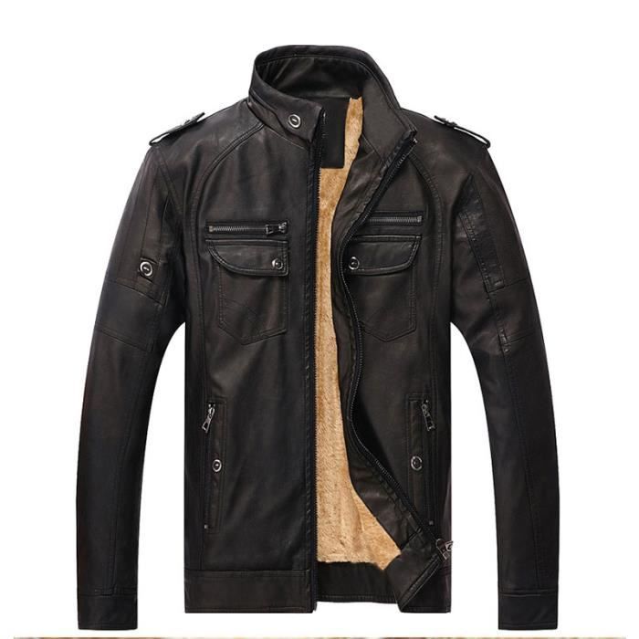 Luxe Cuir Hommes Homme Marque Veste Blouson Hiver Moto En Pu TFK1culJ3
