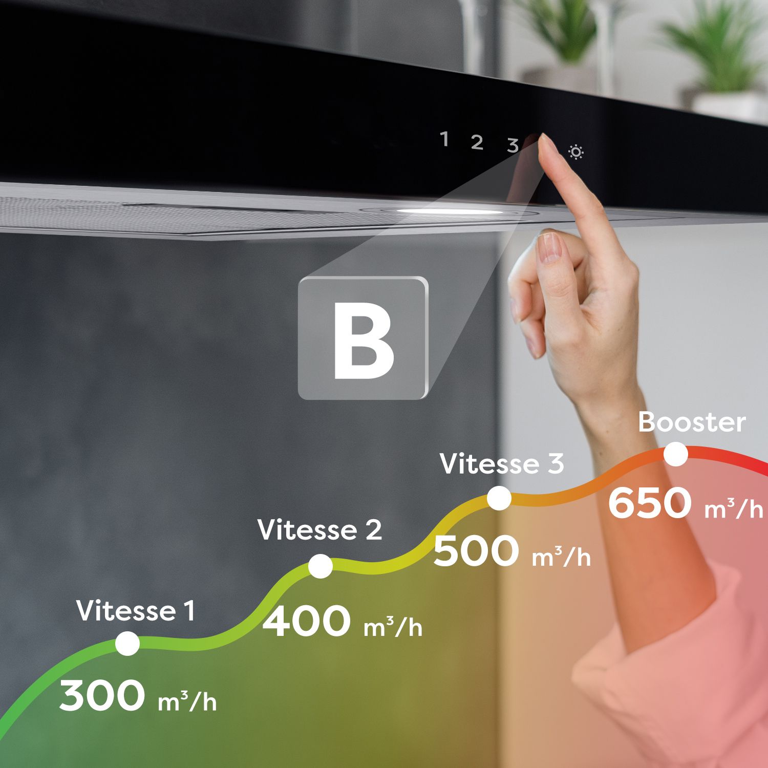  Hotte aspirante cuisine 90cm tactile - 550m³/h2