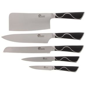 PRADEL EXCELLENCE Bloc de 4 couteaux + 1 couperet Luke I7411 9-12,5-17-20cm noir