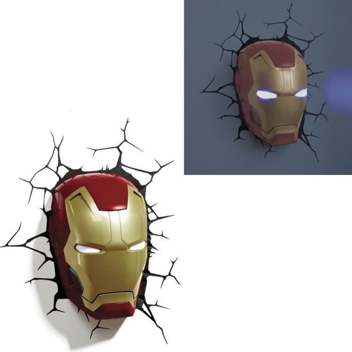 Applique Murale 3d AVENGERS Lampe Murale Décorative 3D Le Masque D'iron Man   Achat  Applique Murale 3d
