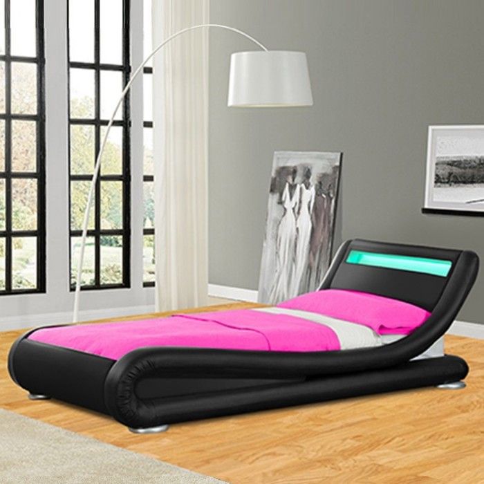 Lit design LED Julia - 90x190 - Noir - Achat / Vente structure de lit ...