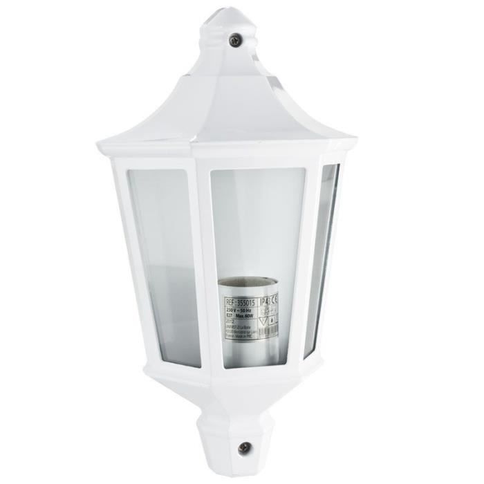 Applique Murale Exterieure Blanche Demi applique 3 faces blanche 60w   Achat / Vente Demi applique 3  Applique Murale Exterieure Blanche