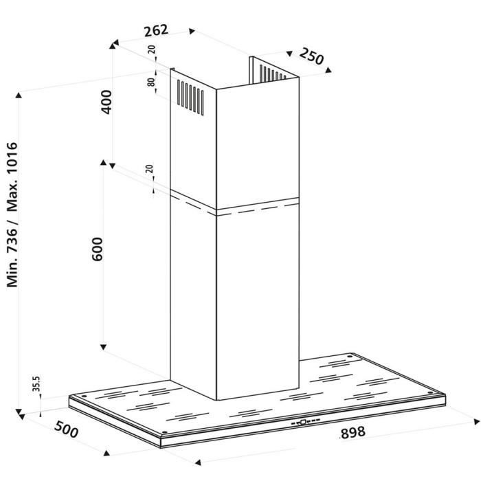 Hotte cuisine murale Silverline KANDY inox et1