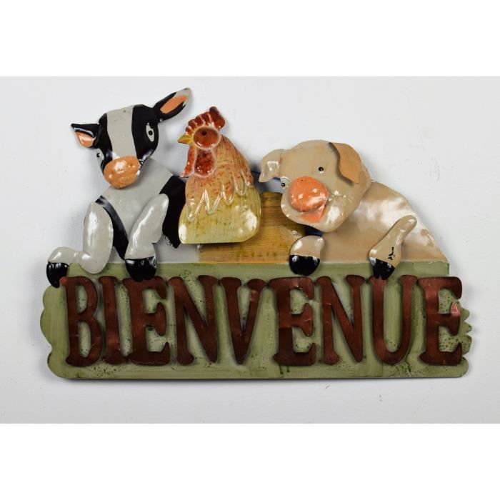 Décoration murale Bienvenue - Métal - L 55 x H 36 cm