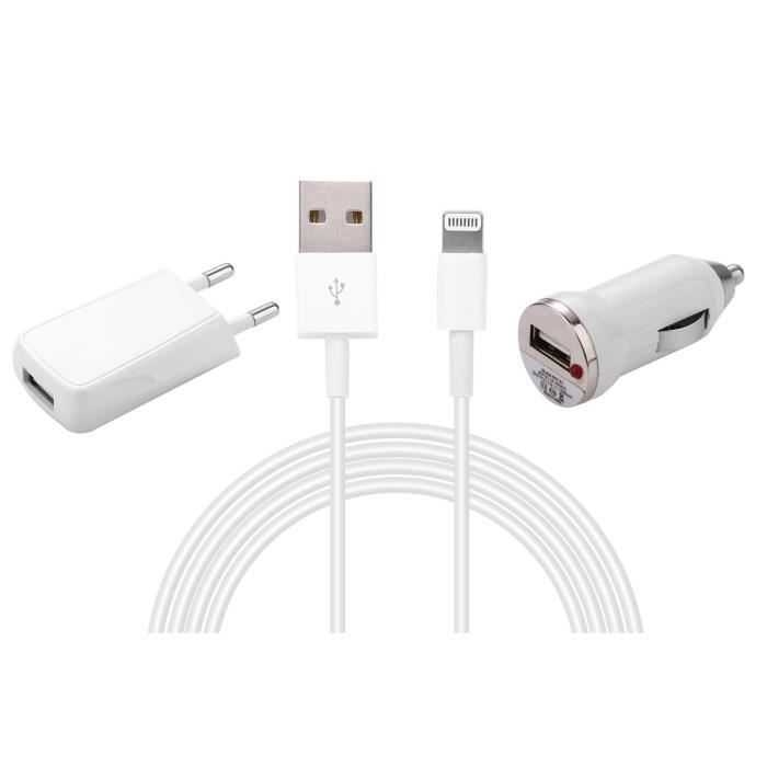 PLATYNE Kit de chargement 3 en 1 avec câble de 1 mètre pour iPhone 5/6/7/8/X