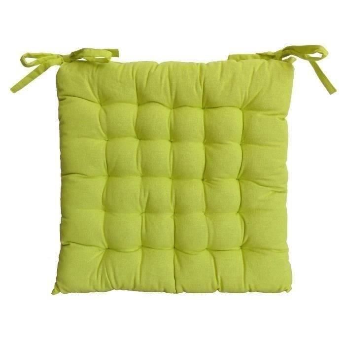 Galette de chaise 25 points 40x40x4 cm VERT ANIS
