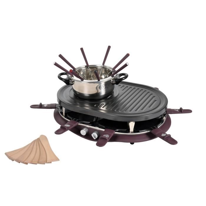 KALORIK TKG RAC 1009 FO CS Appareil à raclette avec fondue – Noir et Bordeaux