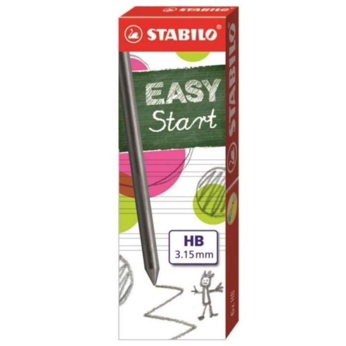 STABILO Étui de 6 Mines Graphite extra - Larges HB Easyergo 3.15