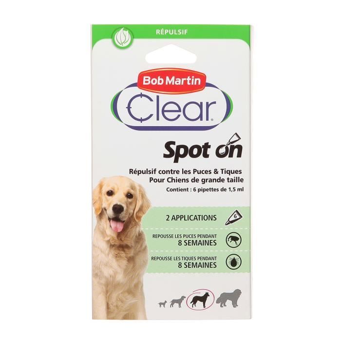 CLEAR Pipette répulsive tiques et puces chien